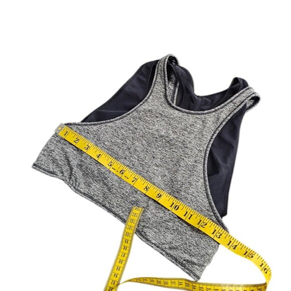 Free People Movement Ace Layered Sports Bra, Mesh, Heathered Grey Black, Small - Picture 4 of 7